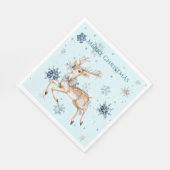 Blue Snowflakes Christmas Deer with Bow Serviette (Ecke)