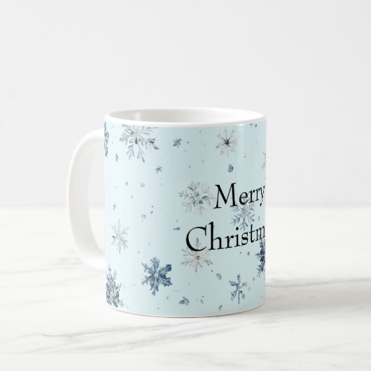 Blue Snowflakes Christmas Kaffeetasse (Vorderseite Links)
