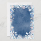 Blue Snowflakes Clothesline Baby Dusche Einladung (Rückseite)