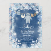 Blue Snowflakes Clothesline Baby Dusche Einladung (Vorne/Hinten)