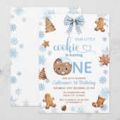 Blue Snowflakes Cookies wird eins Einladung (Vorne/Hinten)
