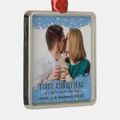Blue Snowflakes Custom Foto Weihnachten Ornament Aus Metall (Rechts)