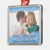 Blue Snowflakes Custom Foto Weihnachten Ornament Aus Metall (Links)