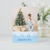 Blue Snowflakes Decoration Weihnachtskarte (Stehend Vorderseite)