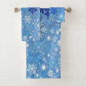 Blue Snowflakes Design Badetuch Set (Insitu)