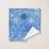 Blue Snowflakes Design Badetuch Set (Waschlappen)