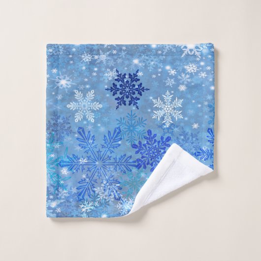 Blue Snowflakes Design Badetuch Set (Waschlappen)