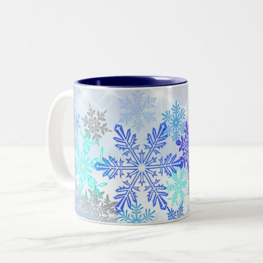 Blue Snowflakes Design Coffee Tasse (Vorderseite Links)