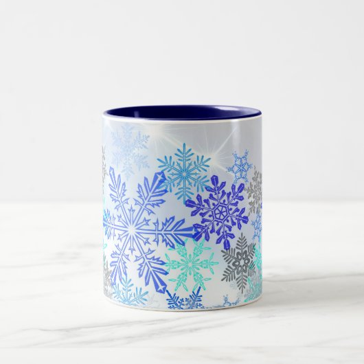 Blue Snowflakes Design Coffee Tasse (Mittel)