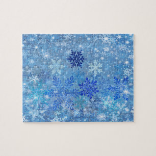Blue Snowflakes Design Jigsaw Puzzle