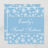 Blue Snowflakes Diamond Sweet 16 Einladungen (Vorne/Hinten)