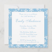 Blue Snowflakes Diamond Sweet 16 Einladungen (Rückseite)