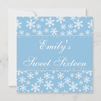 Blue Snowflakes Diamond Sweet 16 Einladungen