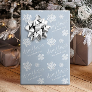 Blue Snowflakes Frohe Weihnachtsschrift Custom Geschenkpapier