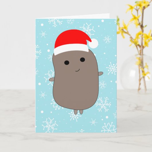 Blue Snowflakes Funny Potato Weihnachten Karte (Gelbe Blume)
