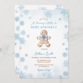 Blue Snowflakes Gingerbread Baby Sprinkle Einladung (Vorne/Hinten)
