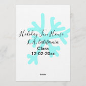 Blue snowflakes holiday camping house place date einladung (Rückseite)