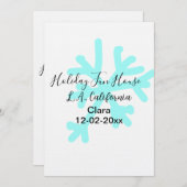 Blue snowflakes holiday camping house place date einladung (Vorne/Hinten)