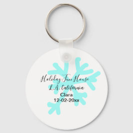 Blue snowflakes holiday camping house place date schlüsselanhänger