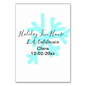 Blue snowflakes holiday camping house place date tischnummer (Rückseite)