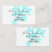 Blue snowflakes holiday camping house place date visitenkarte (Vorne/Hinten)