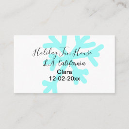 Blue snowflakes holiday camping house place date visitenkarte