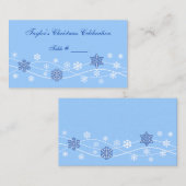Blue Snowflakes Holiday Platzkarten (Vorne/Hinten)