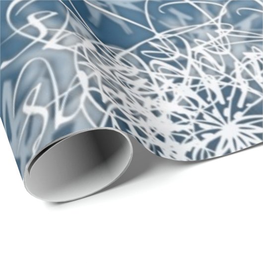 Blue Snowflakes Holiday Wrapping Paper Geschenkpapier (Rolleneckpunkt)