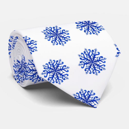 Blue Snowflakes Krawatte (Gerollt)