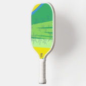 Blue Snowflakes on the Sunrise Mountain Pickleball Schläger (Links)
