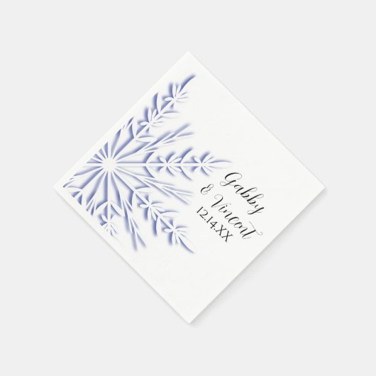 Blue Snowflakes on White Winter Wedding Serviette (Ecke)