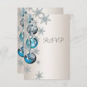 Blue Snowflakes Ornamente Weihnachts-Party UAWG RSVP Karte (Vorne/Hinten)