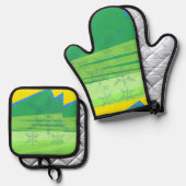 Blue Snowflakes Oven Mitt and Pot Holders Ofenhandschuh & Topflappen-Set (Vorderseite/Rückseite)