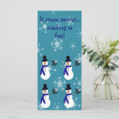 Blue Snowflakes Reading Snowman Lesezeichen (Stehend Vorderseite)