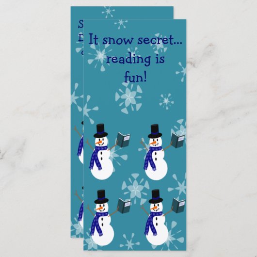 Blue Snowflakes Reading Snowman Lesezeichen (Vorne/Hinten)