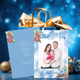 Blue Snowflakes Red Berries Weihnachten Gruß