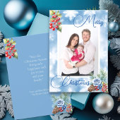 Blue Snowflakes Red Berries Weihnachten Gruß