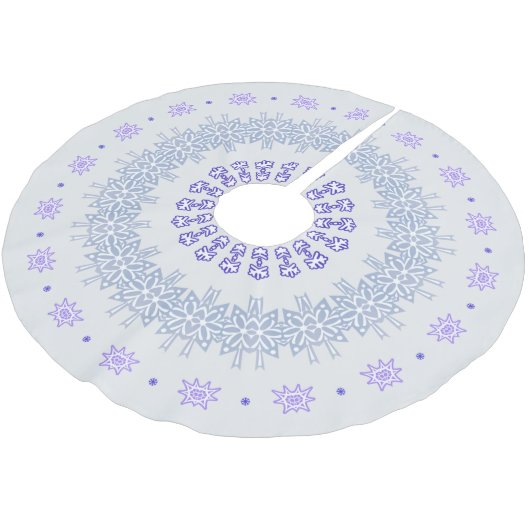 Blue Snowflakes Ring Polyester Weihnachtsbaumdecke (Schrägansicht)