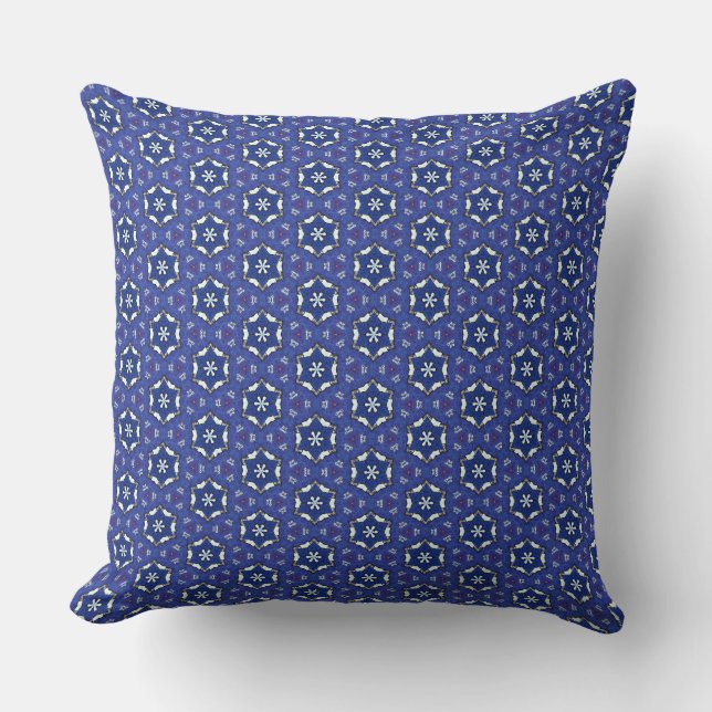 Blue Snowflakes Star Thow Kissen (Vorderseite)