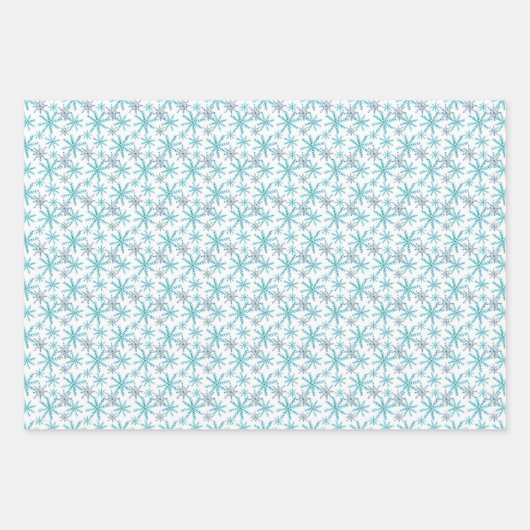 Blue Snowflakes Wasserfarben Geschenkpapier Set (Vorderseite 3)
