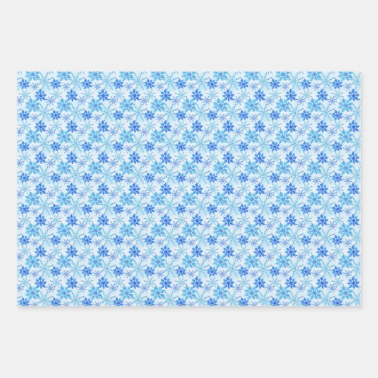 Blue Snowflakes Wasserfarben Geschenkpapier Set (Vorderseite 2)