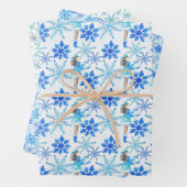 Blue Snowflakes Wasserfarben Geschenkpapier Set (Beispiel)