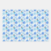 Blue Snowflakes Wasserfarben Geschenkpapier Set (Vorderseite)