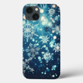 Blue Snowflakes Weihnachten Case-Mate iPhone Hülle (Rückseite)