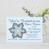 Blue Snowflakes Weihnachten Hanukkah Feiertag Part Einladung (Stehend Vorderseite)