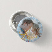 Blue Snowflakes Weihnachten Liebe Personalisiertes Button (Vorne & Hinten)