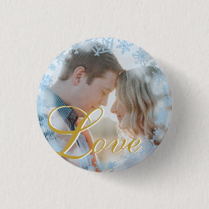 Blue Snowflakes Weihnachten Liebe Personalisiertes Button