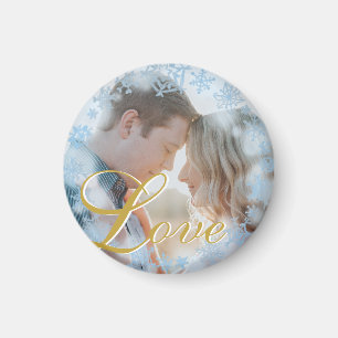 Blue Snowflakes Weihnachten Liebe Personalisiertes Magnet