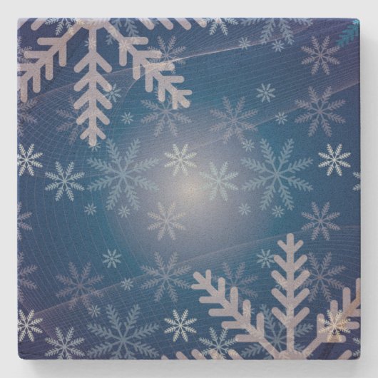 Blue Snowflakes Weihnachten Steinuntersetzer (Vorderseite)