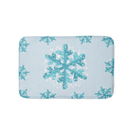 Blue Snowflakes Weihnachten / Wintertime Bath Mat Badematte